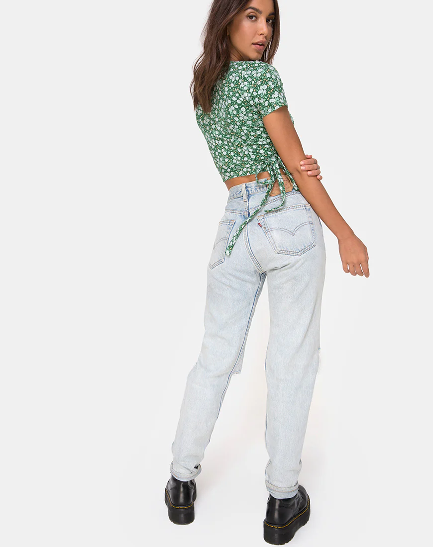 Bilen Top in Floral Field Green - Image 4