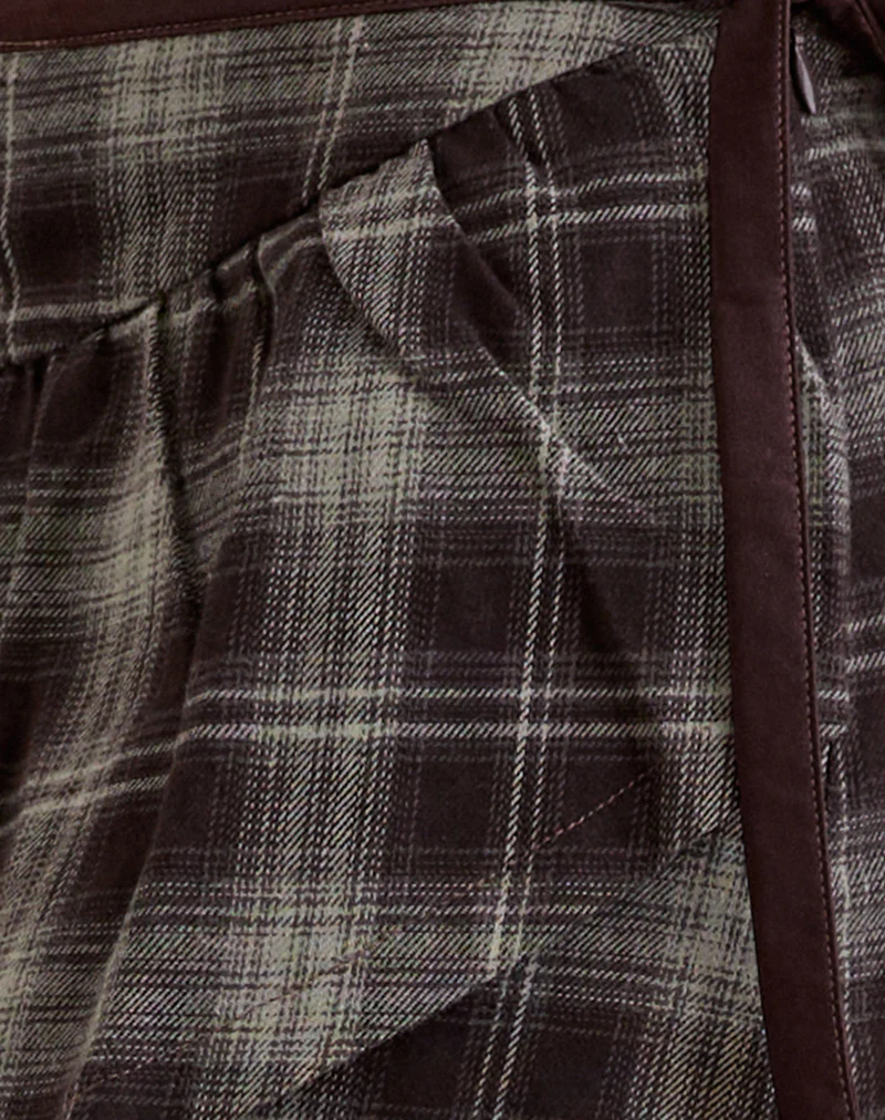 Billa Wrap Mini Skirt in Grey Check - Image 7