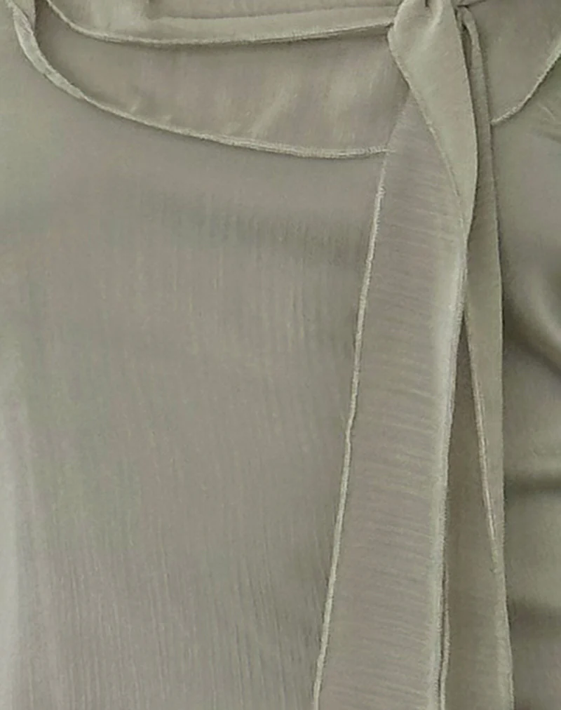 Binita Mini Dress In Chiffon Olive - Image 6