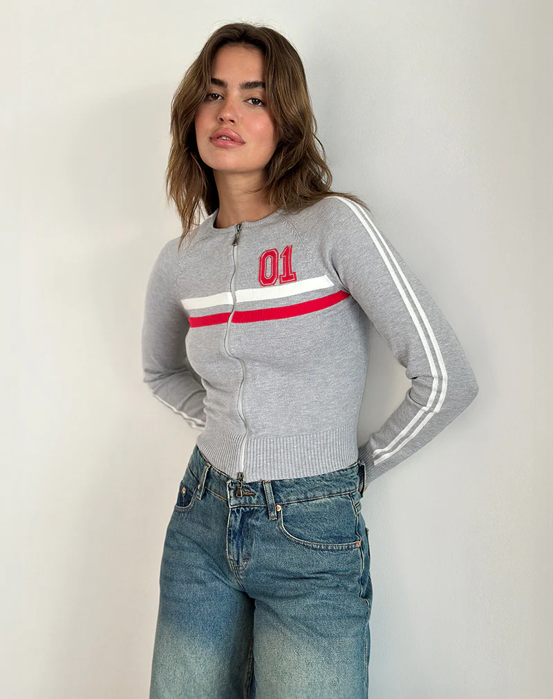 Binta Zip Through Jacket in Grey Marl - Image 2