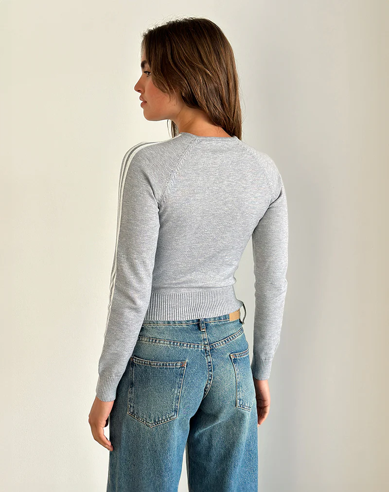 Binta Zip Through Jacket in Grey Marl - Image 4