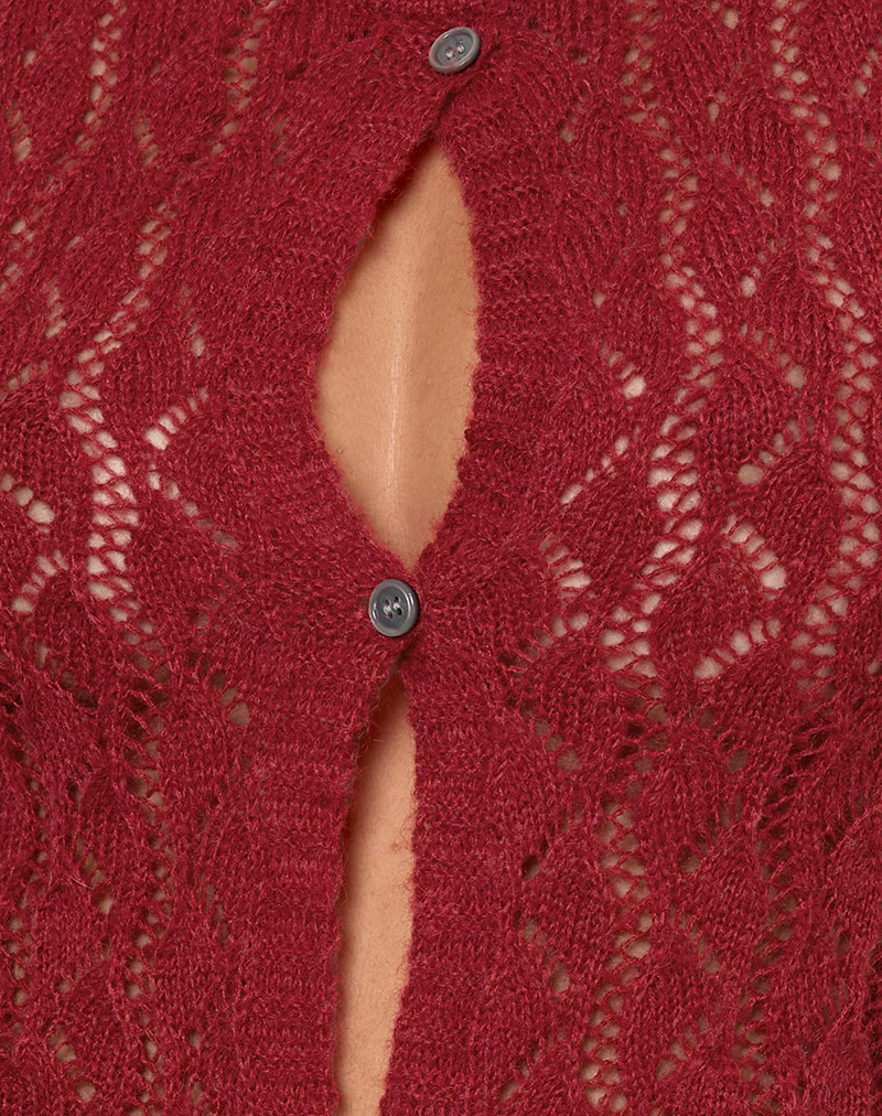 Birama Button Tank Top in Knit Red - Image 6