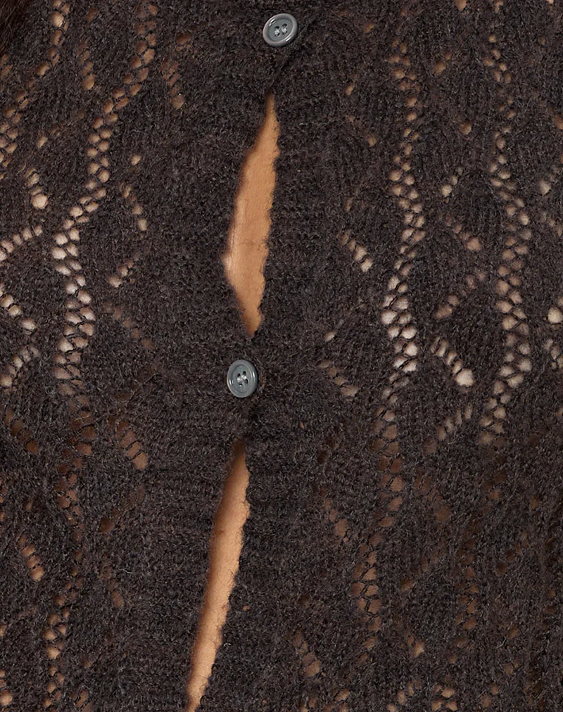 Birama Button Tank Top in Knit Chocolate - Image 6