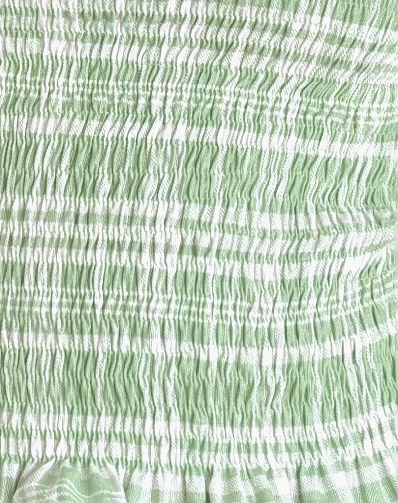 Birita Shirred Top in Table Cloth Neo Mint - Image 5