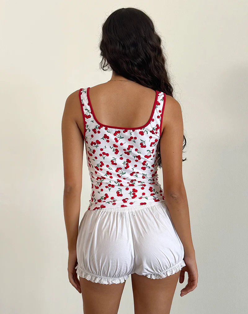 Blaira Top in Cherry Print White - Image 3
