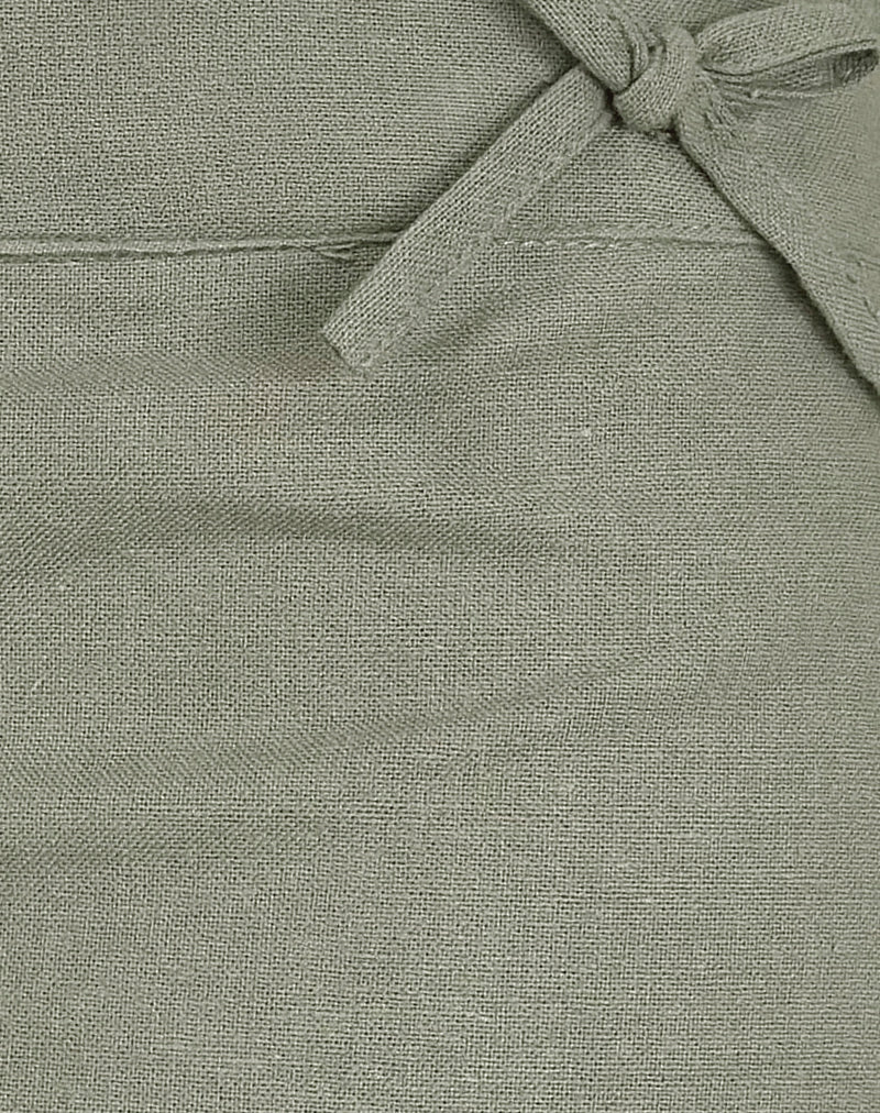Blazy Tie Short in Linen Slate Green - Image 5