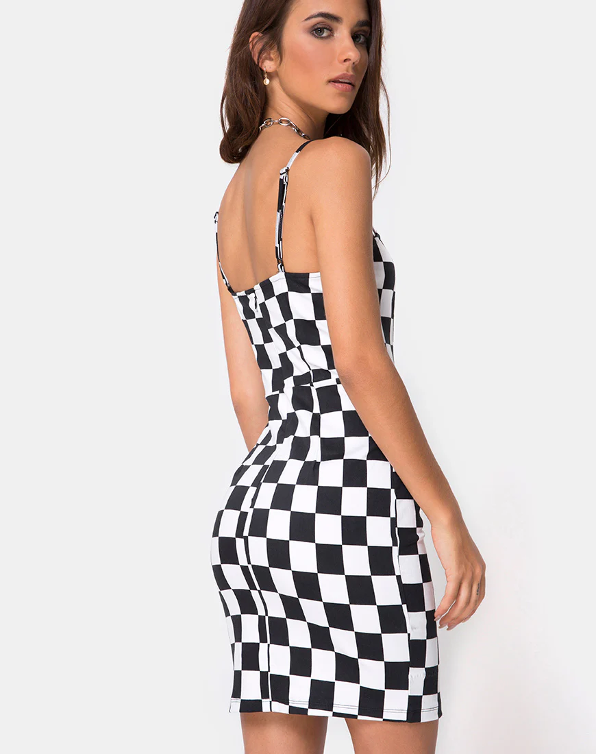 Boco Dress in Check Board Medium B/W - Image 2