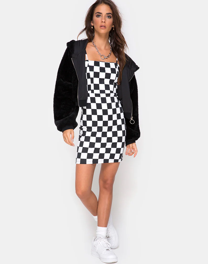 Boco Dress in Check Board Medium B/W - Image 3