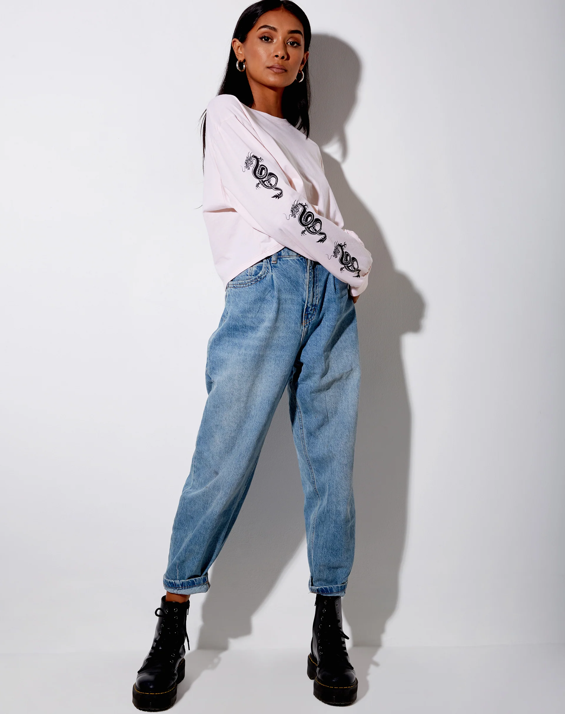 Boli Crop Tee in Blush Pink Dragon - Image 4