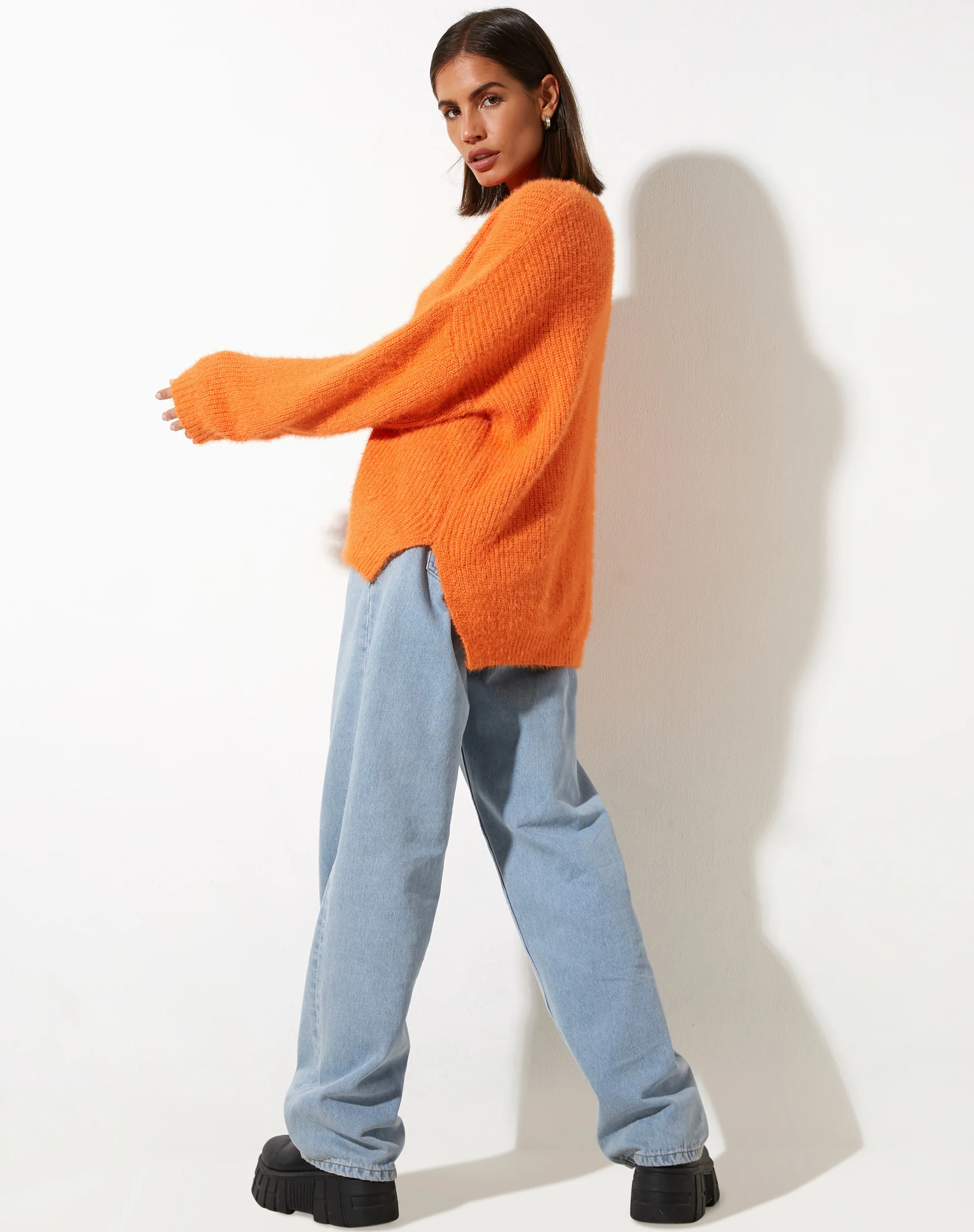 Bondy Jumper in Knit Persimmon Orange - Image 5