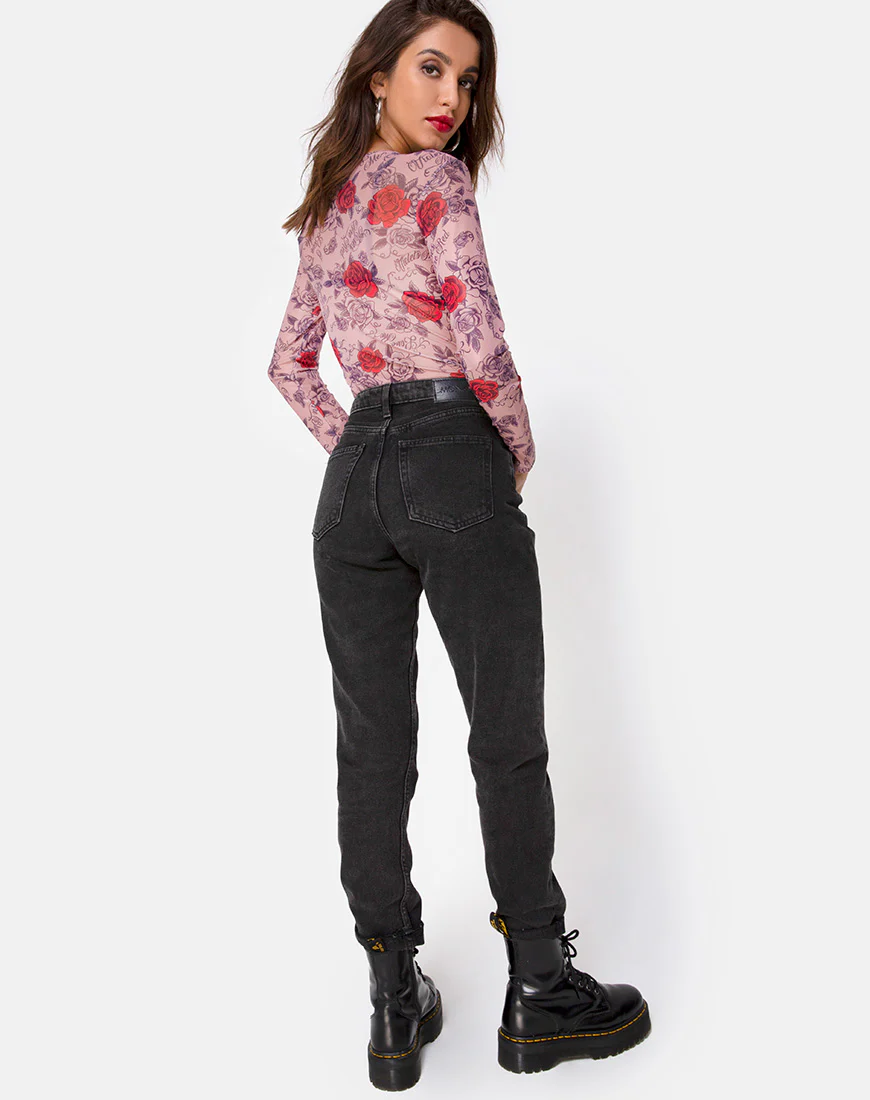 Bonella Bodice in Roses Are Red Mesh - Image 4