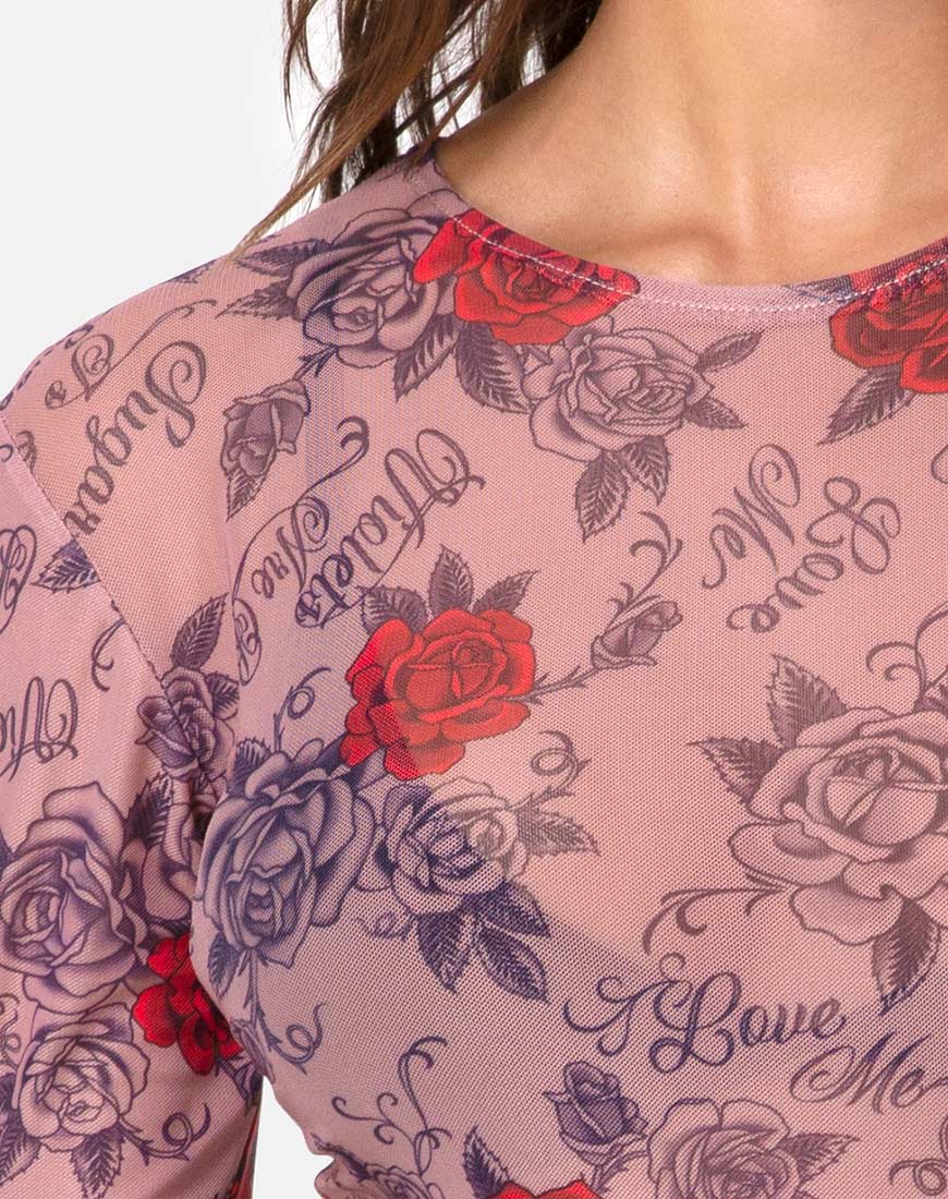 Bonella Bodice in Roses Are Red Mesh - Image 5