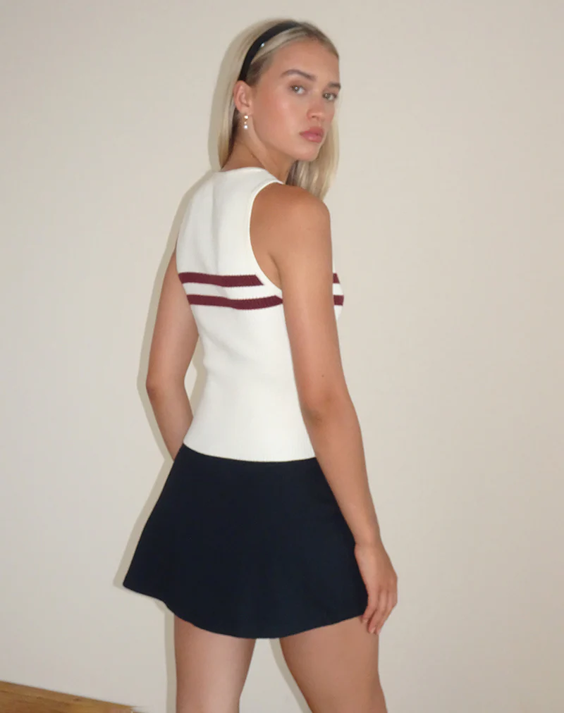 Bonisa Vest Top in Ivory with Red Stripes - Image 4