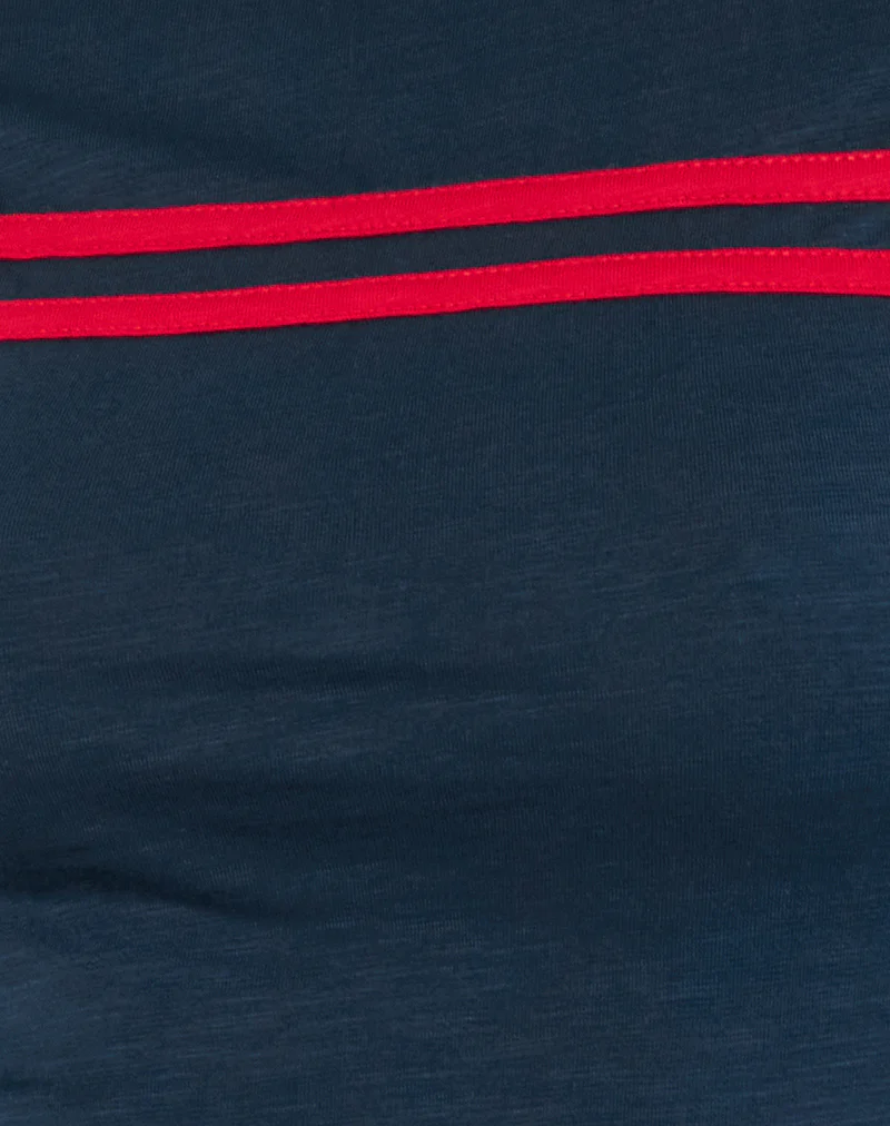 Bonjita Top in Navy with Tango Red Binding - Image 6