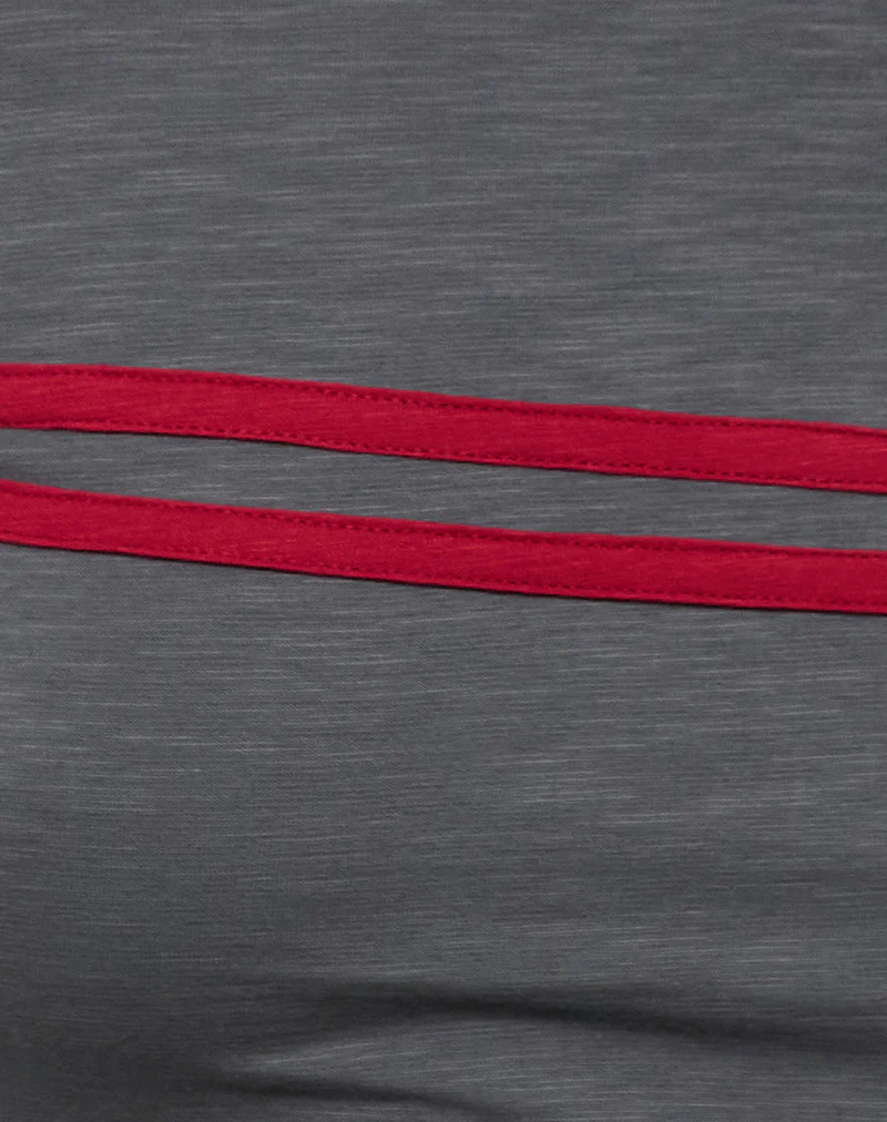 Bonjita Long Sleeve Top in Storm Grey with Adrenaline Red Binding - Image 6