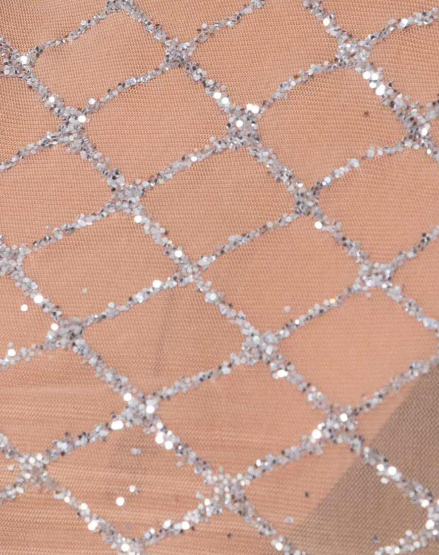 Bonnie Crop Top in Cross Linked Glitter Net Tan - Image 6