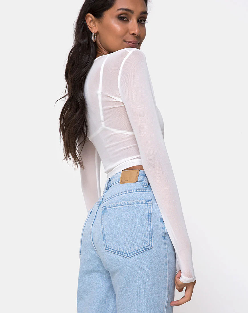 Bonnie Crop Top in Ivory Net - Image 2