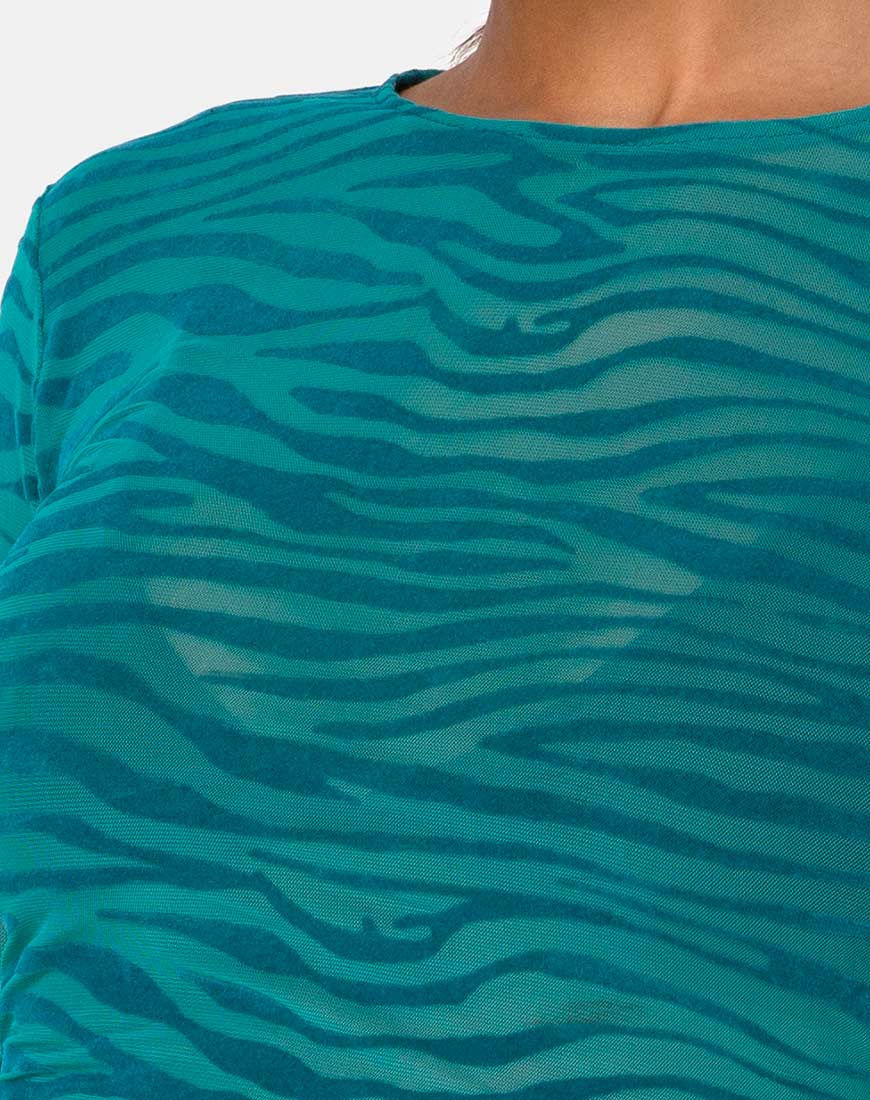 Bonnie Crop Top in Zebra Flock Forest Green - Image 5