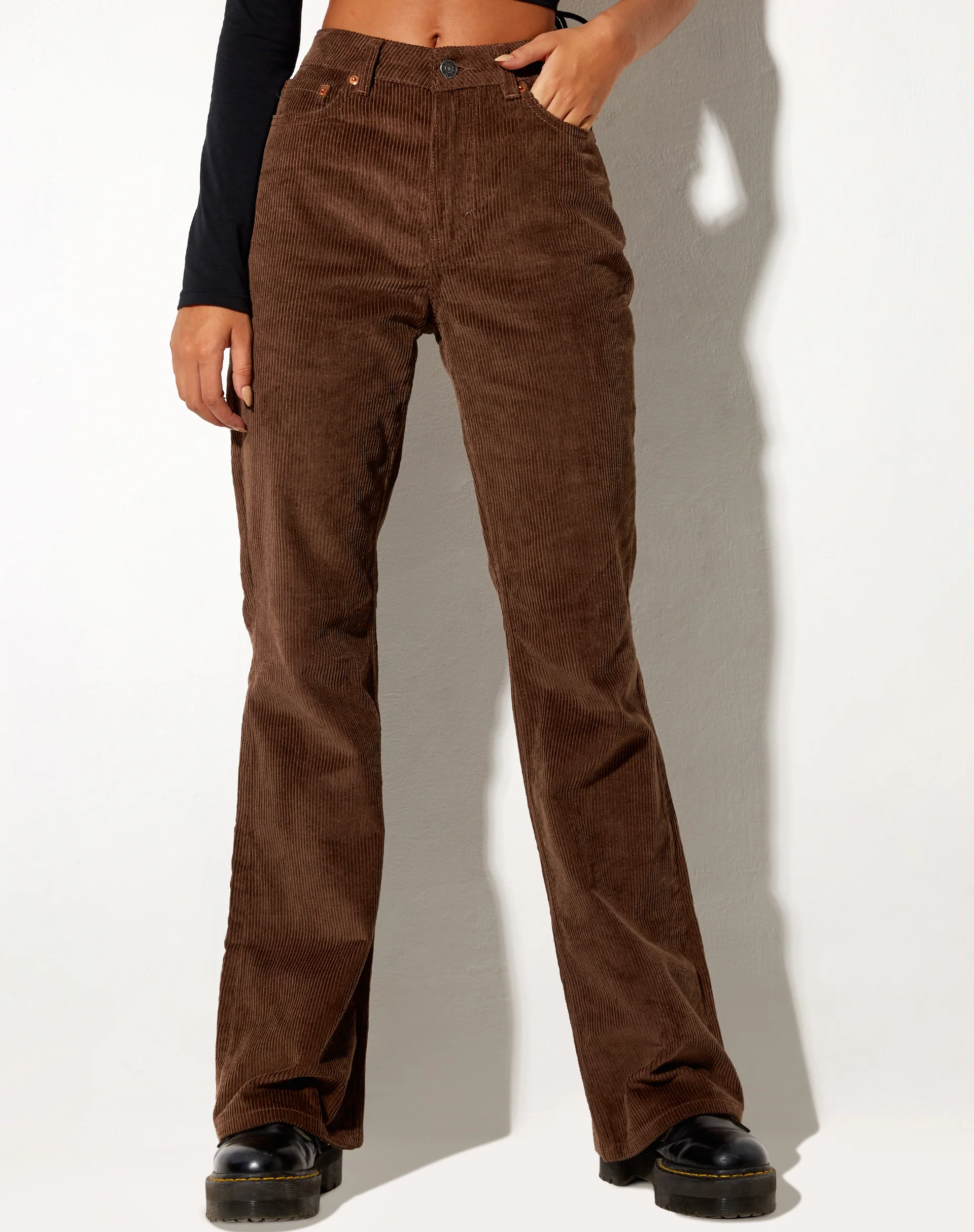 Bootleg Jeans in Cord Rich Brown - Image 4