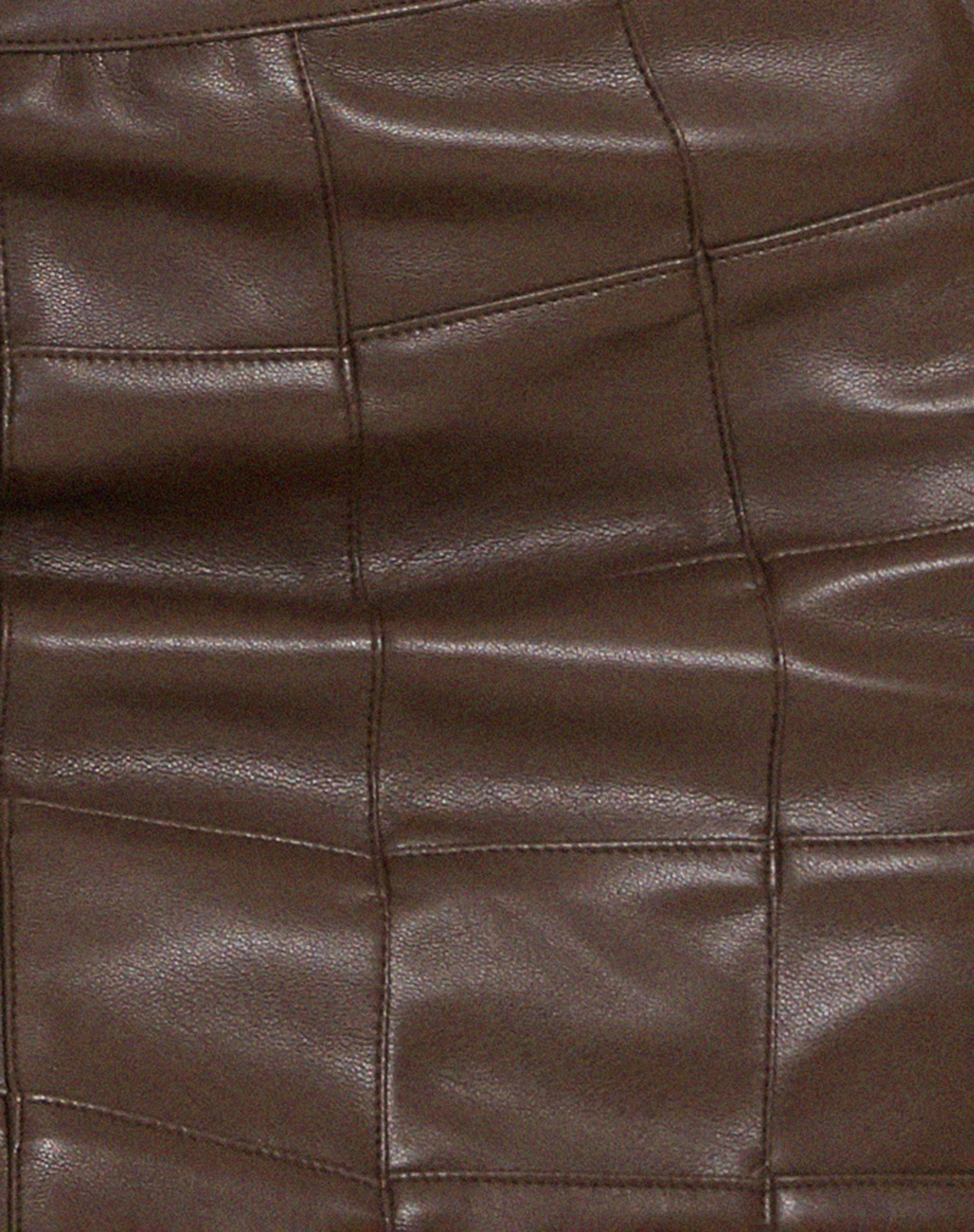 Bora Mini Skirt in PU Patchwork Choco Brown - Image 6
