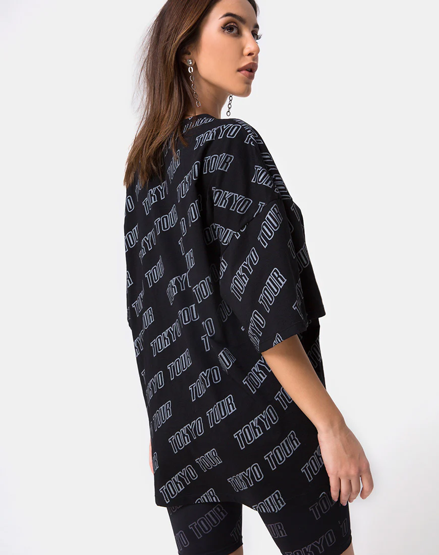 Botec Oversize Tee in Tokyo Tour Black - Image 2