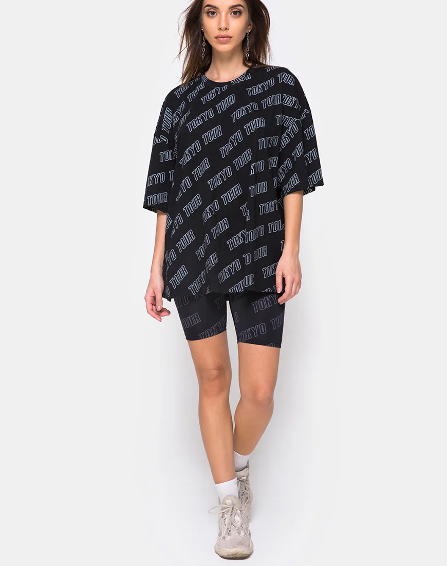Botec Oversize Tee in Tokyo Tour Black - Image 3