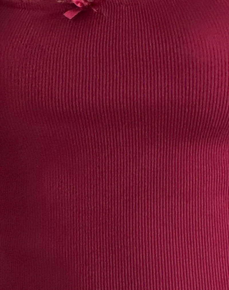 Bovillo Cap Sleeve Top in Burgundy - Image 6