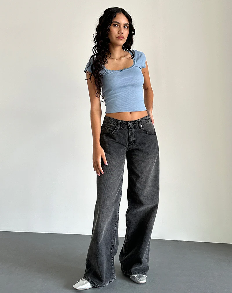 Bovillo Cap Sleeve Top in Nantucket Blue - Image 3