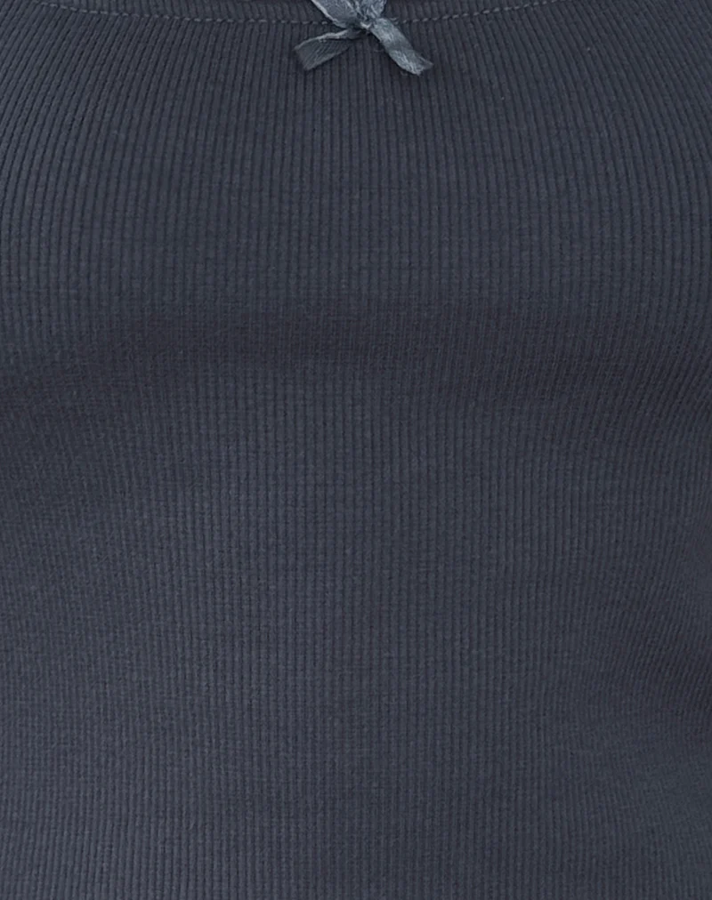 Bovillo Cap Sleeve Top in Ocean Storm Ribbed Jersey - Image 6