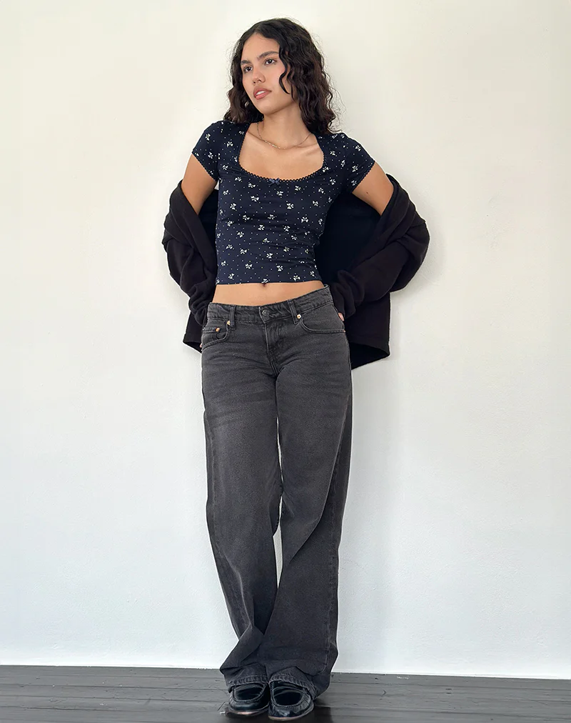Bovino Top in Mini Bow Navy - Image 4