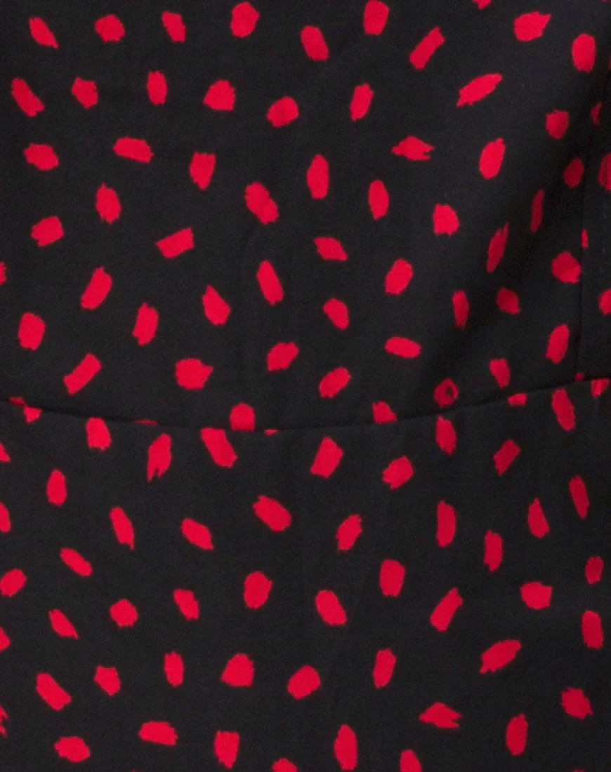 Boyasly Dress in Mini Diana Dot Black Red - Image 6