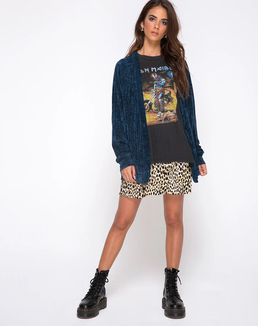 Boyfriend Cardigan in Chenille Blue - Image 3