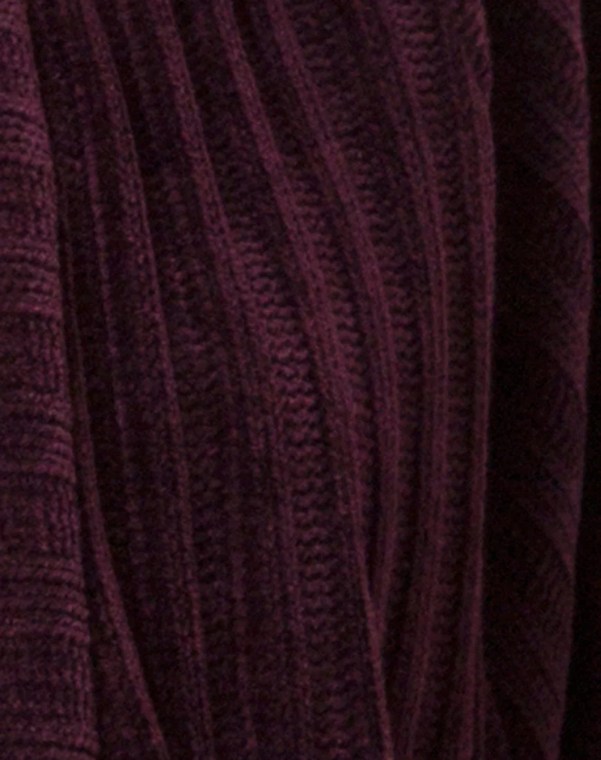 Boyfriend Cardigan in Chenille Plum - Image 5