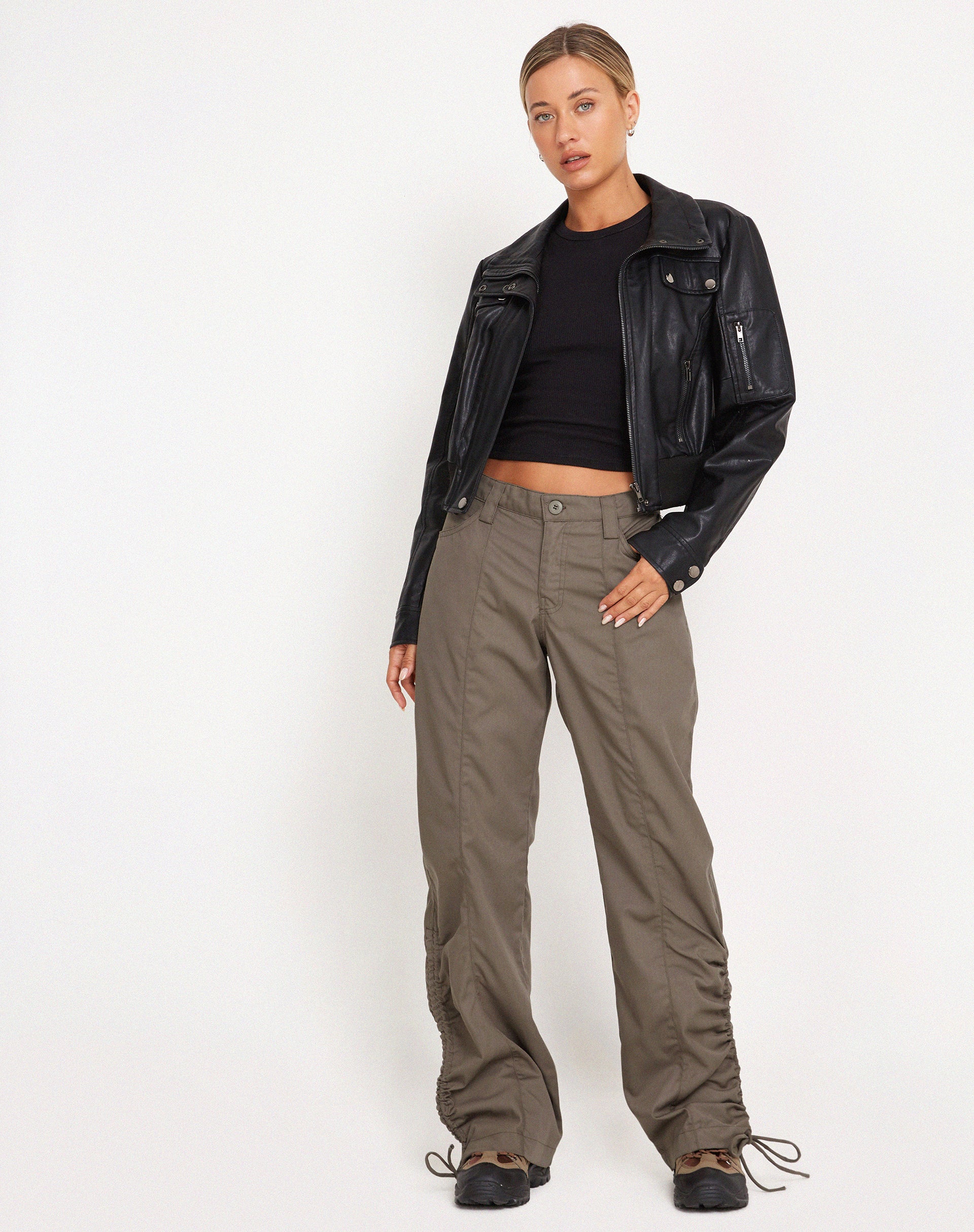 Bracha Low Rise Cargo Trousers in Fossil - Image 2