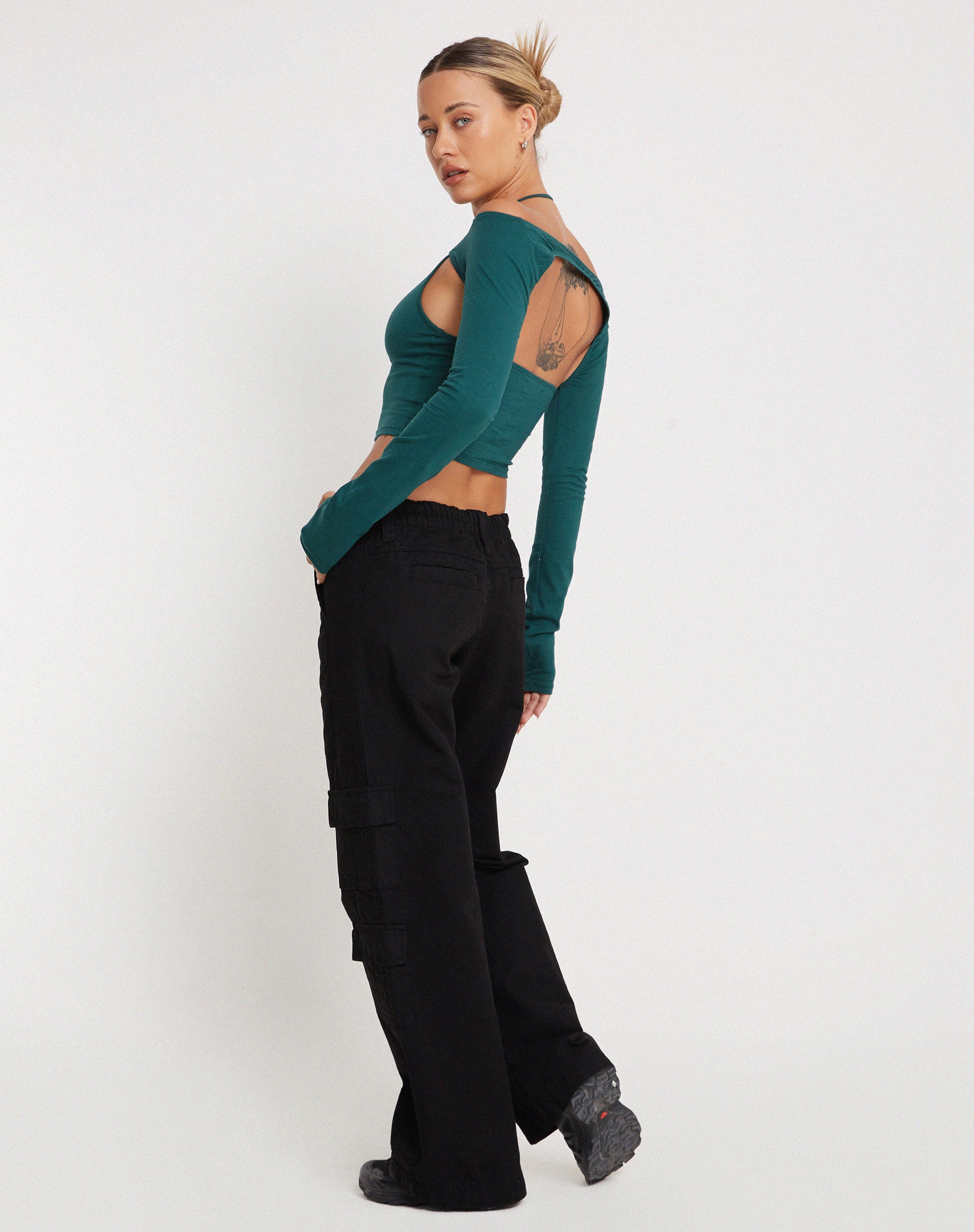 Brandy Long Sleeve Top in Bottle Green - Image 3