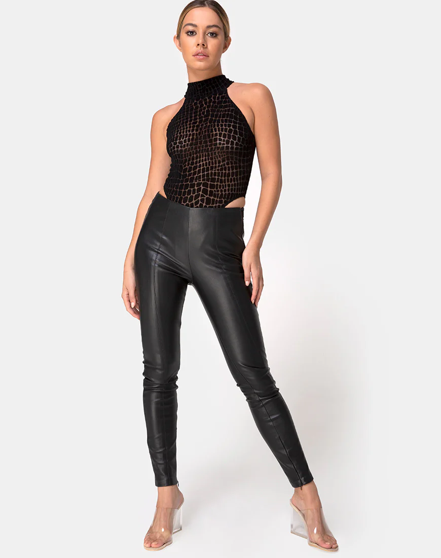 Brava Bodice in Croc Flock Black - Image 3