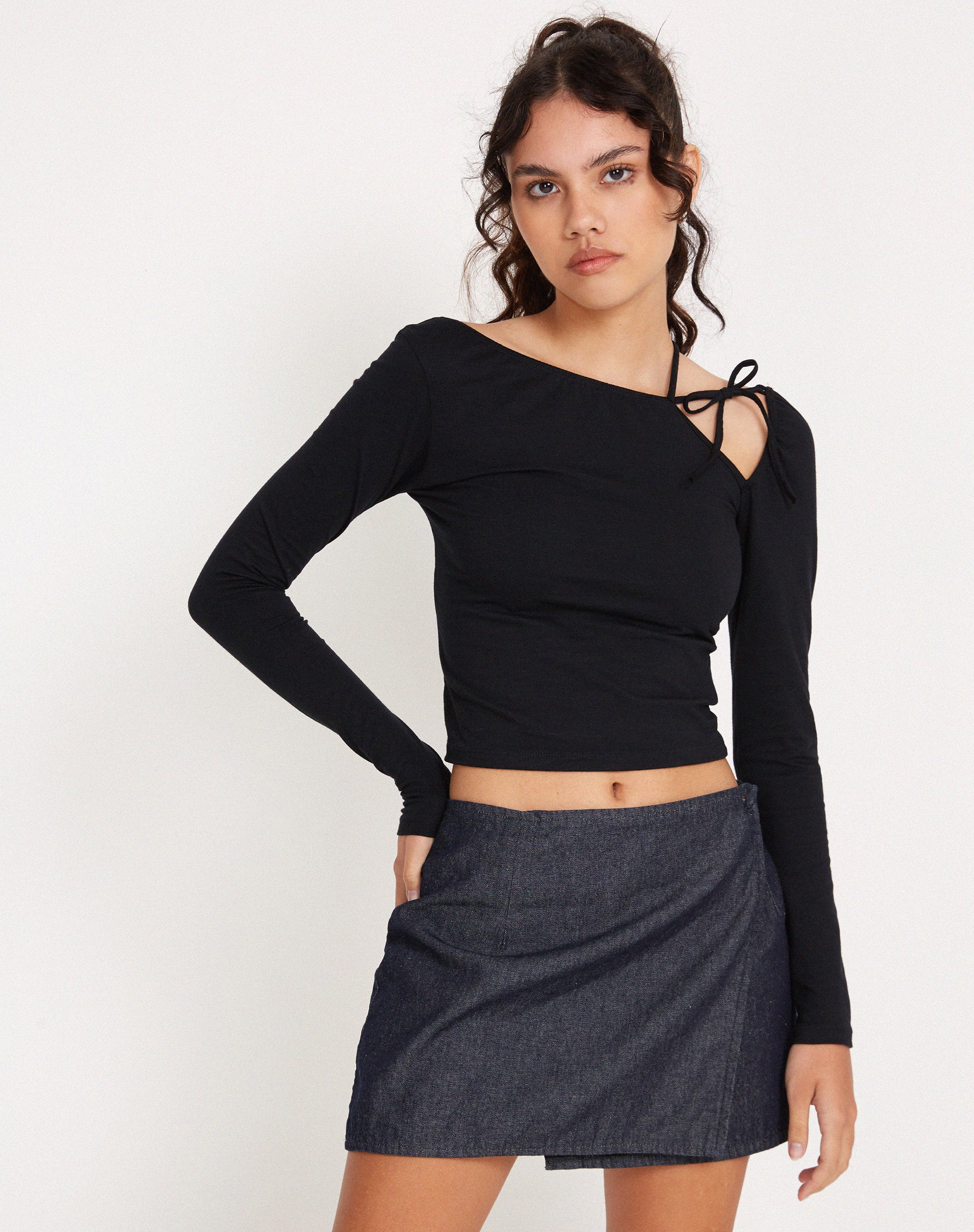 Braya Wrap Mini Skirt in Dark Indigo - Image 4
