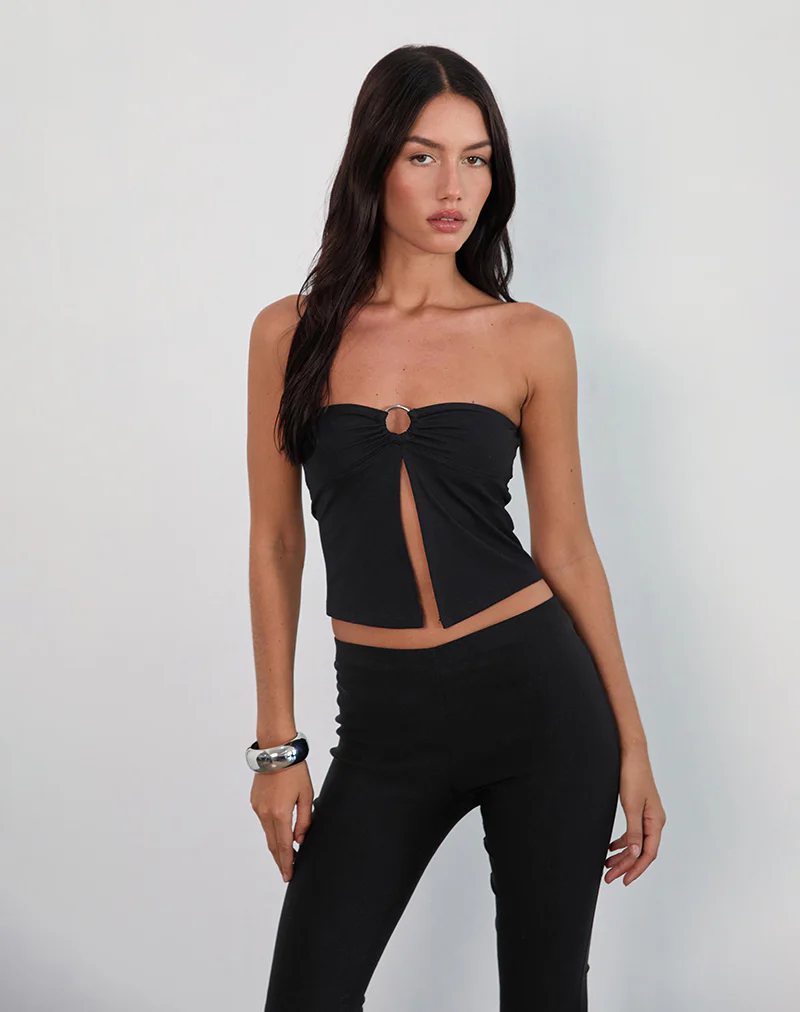 Brea Hardware Butterfly Top in Rayon Jersey Black - Image 4