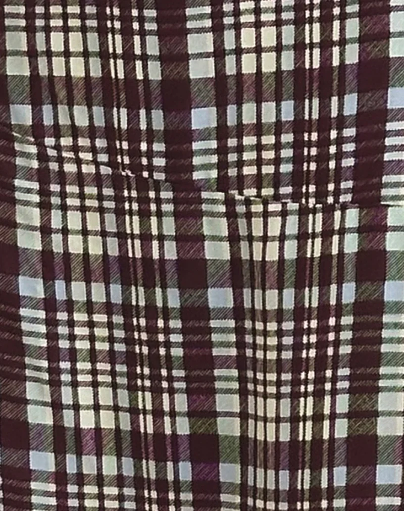 Brella Midi Skirt in Multi Check Brown - Image 5