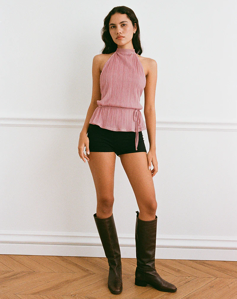 Brienne Top in Chiffon Plisse Pink - Image 5