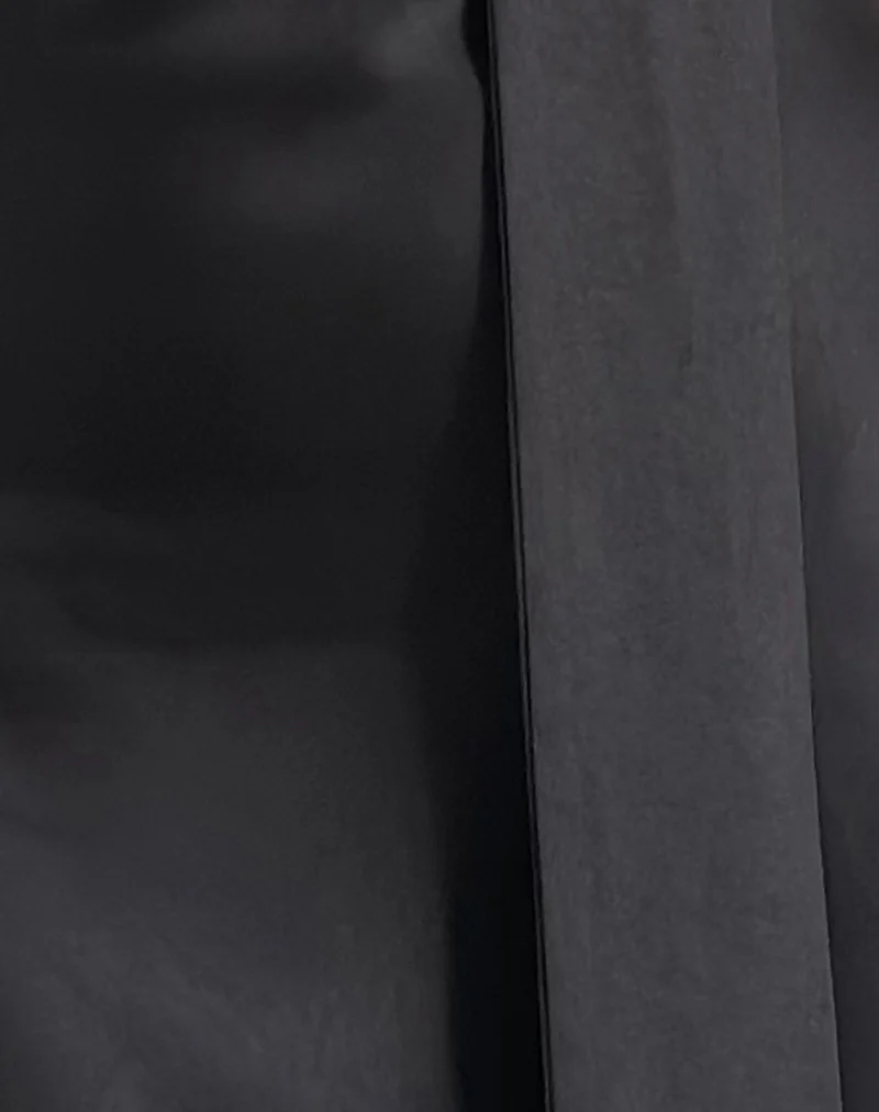 Brigid One Shoulder Satin Dress in Black - Image 5