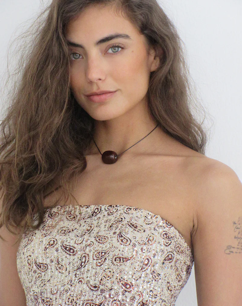 Brilia Bandeau Top in Paisley Sequin Gold - Image 4
