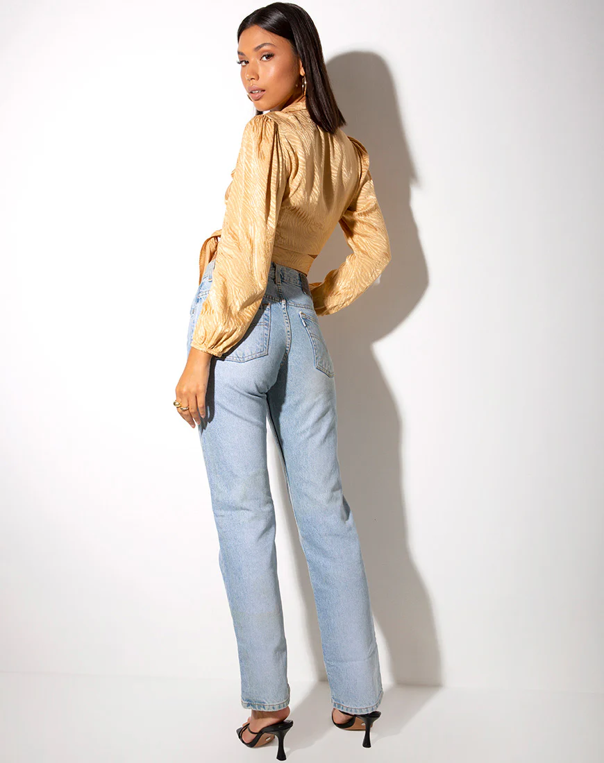 Briza Crop Top in Satin Zebra Caramel - Image 4
