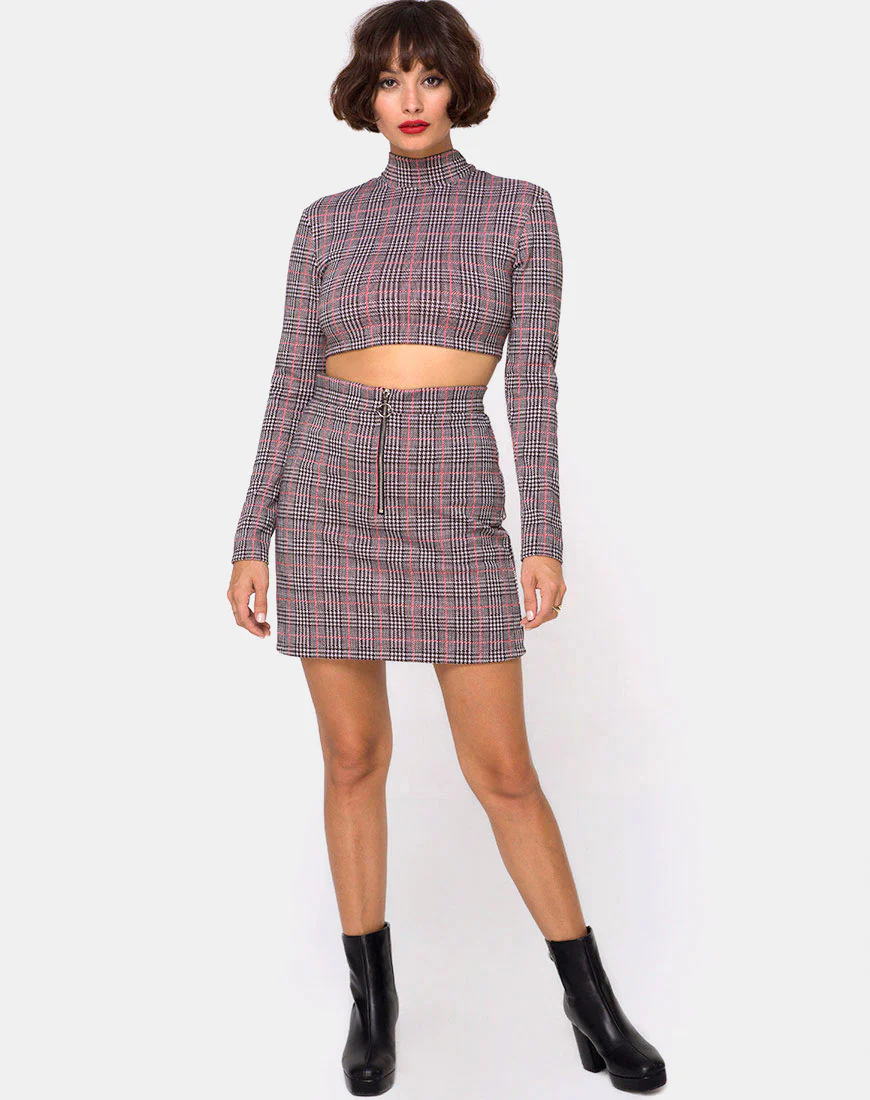 Bronti Mini Skirt in Charles Check Blush - Image 3