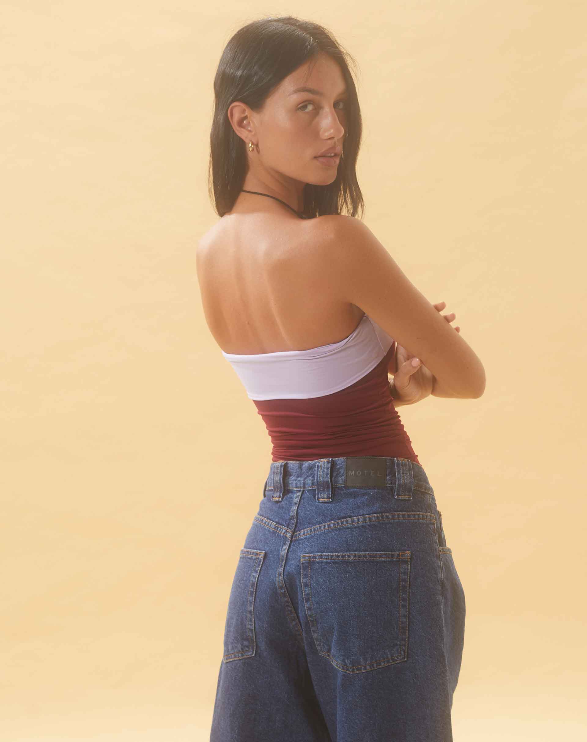 Brylee Bandeau Crop Top in Wine Lilac - Image 6