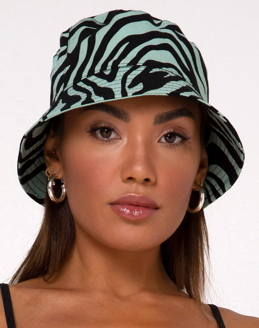 Bucket Hat in Wavey Zebra Mint - Image 2