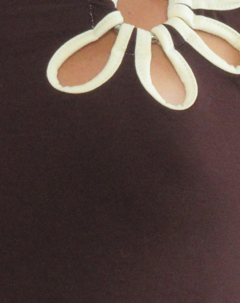 Bunga Flower Cut Out Top in Bitter Chocolate with Lemon Binding - Image 6