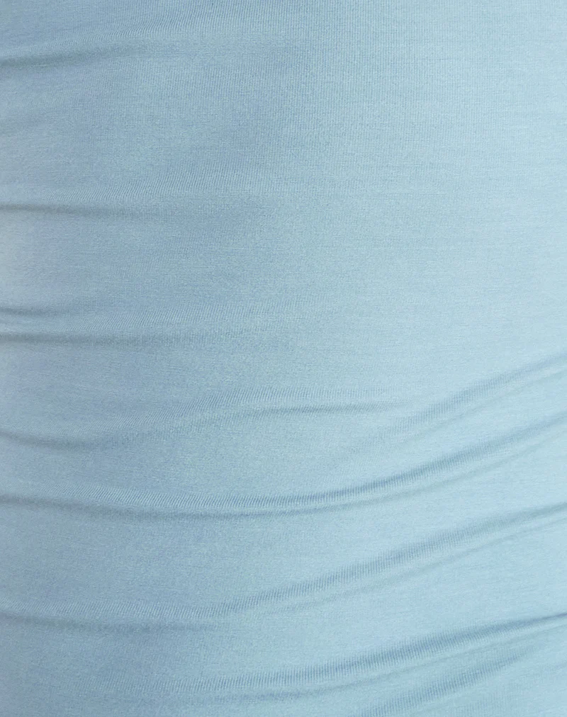 Bunga Flower Cut Out Top in Nantucket Blue with Chocolate Binding - Image 6