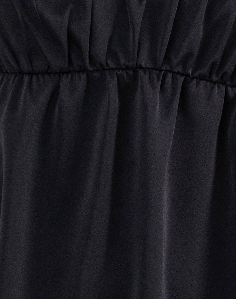 Cadenza Square Neck Slip Mini Dress in Black - Image 6