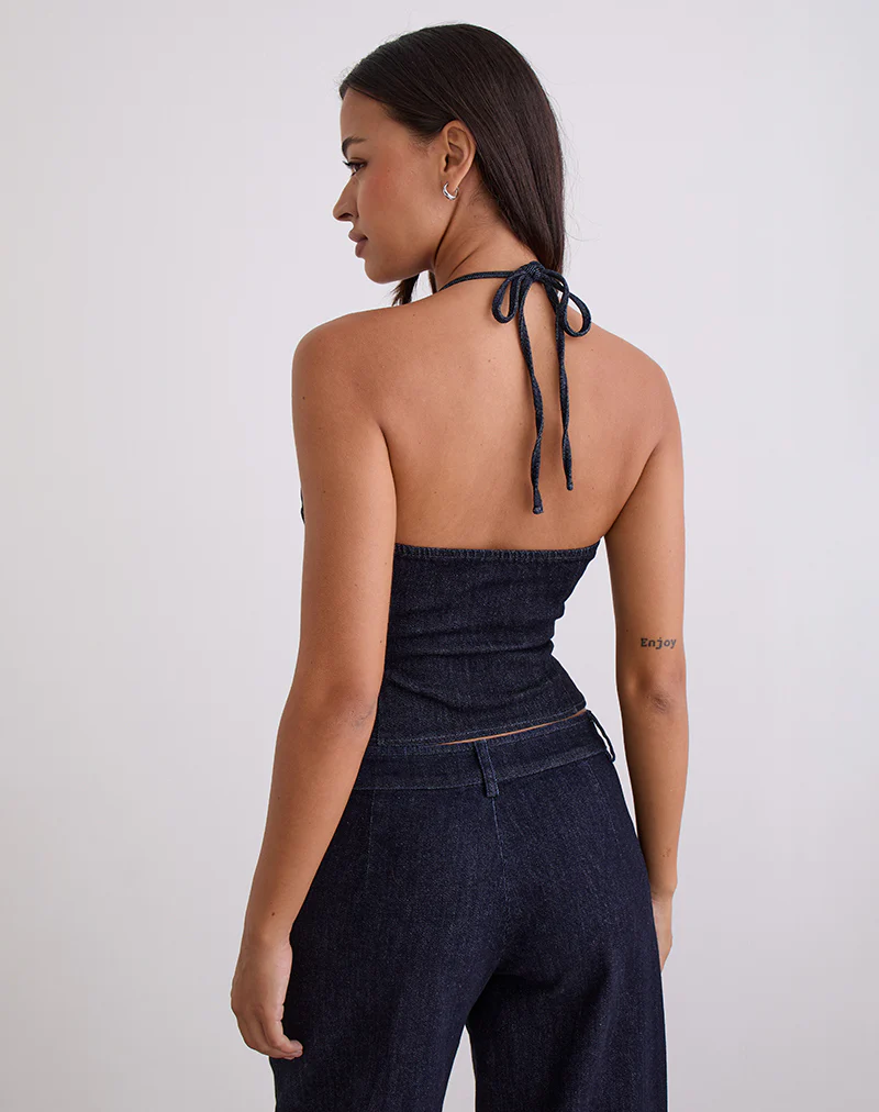 Caira Chambray Halter Top in Indigo - Image 5